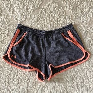 Under Armour Navy and Coral Athletic Shorts Heatgear